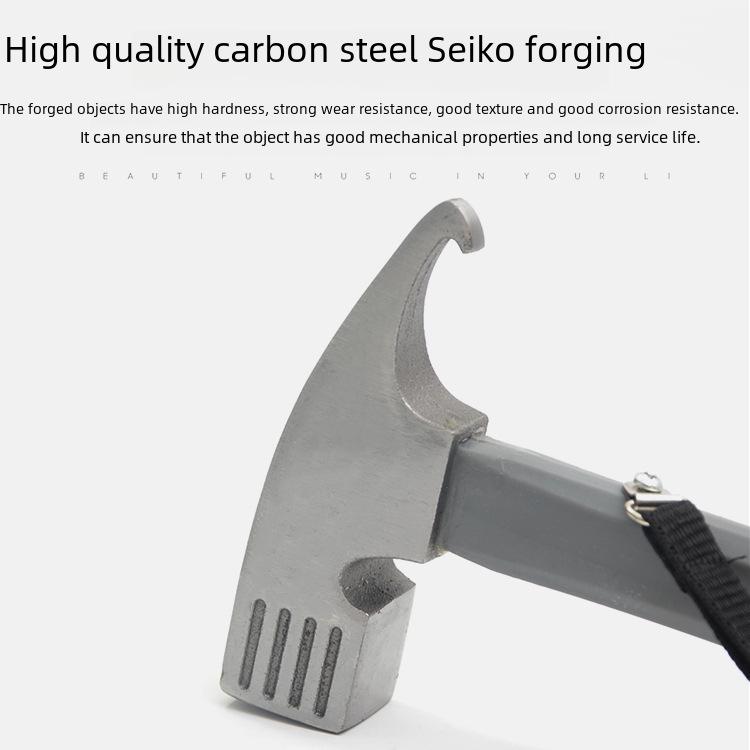 Multifunctional Outdoor Hammer: High-Carbon Steel Camping Tool with Ground Nail Puller