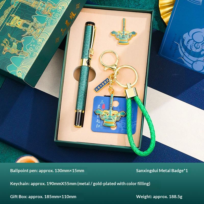 Sanxingdui Museum Cultural Creative Gift Set,Chinese Ancient Gel Pen With Bronze Head Keychain For Teachers,BirthdaysSouvenirs