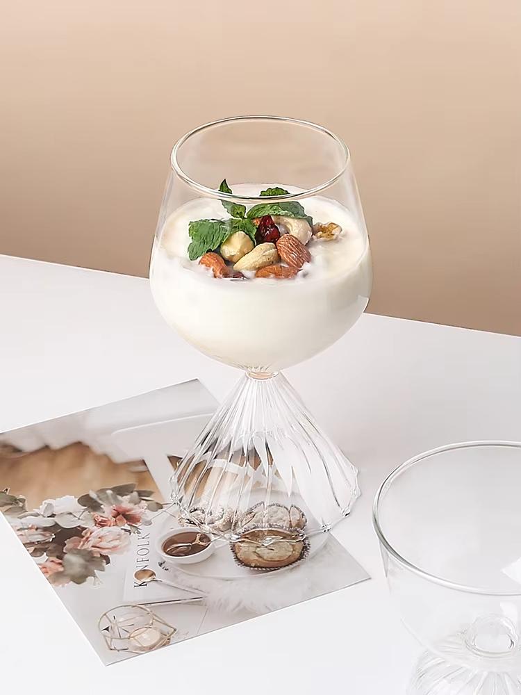 Colorful Vertical Grain Modern Bouquet Waist Glass Vase - Ice Cream Bowl Water Cup Champagne Cocktail Test Tube Wine Glasses