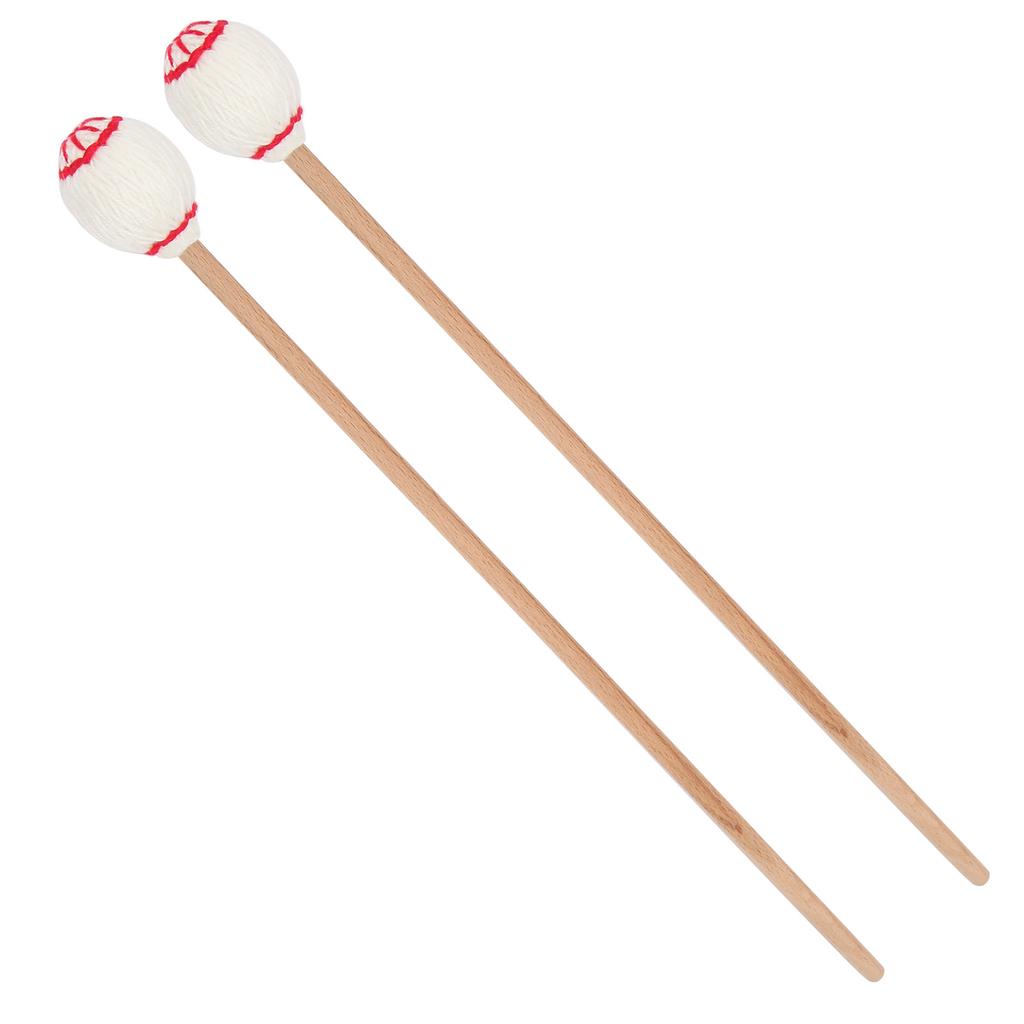 1 Pair Marimba Mallets Portable Maple Handle Wool Ball Sticks Percussion Playing AccessoriesWhite Ball