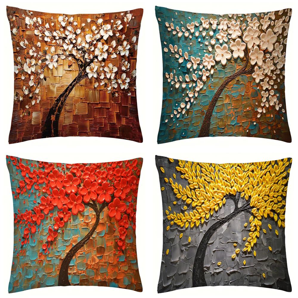 Nordic Style Oil Painting 45*45cm Cushion Cover Polyester Sofa Throw Pillow Car Home Decoration Decorative Pillowcase