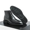 Mens Brogue Chelsea Boots Fashion Ankle Boots Casual Short Boots Business Leisure High-Top Pointed Toe Shoes Elegant Black Boots