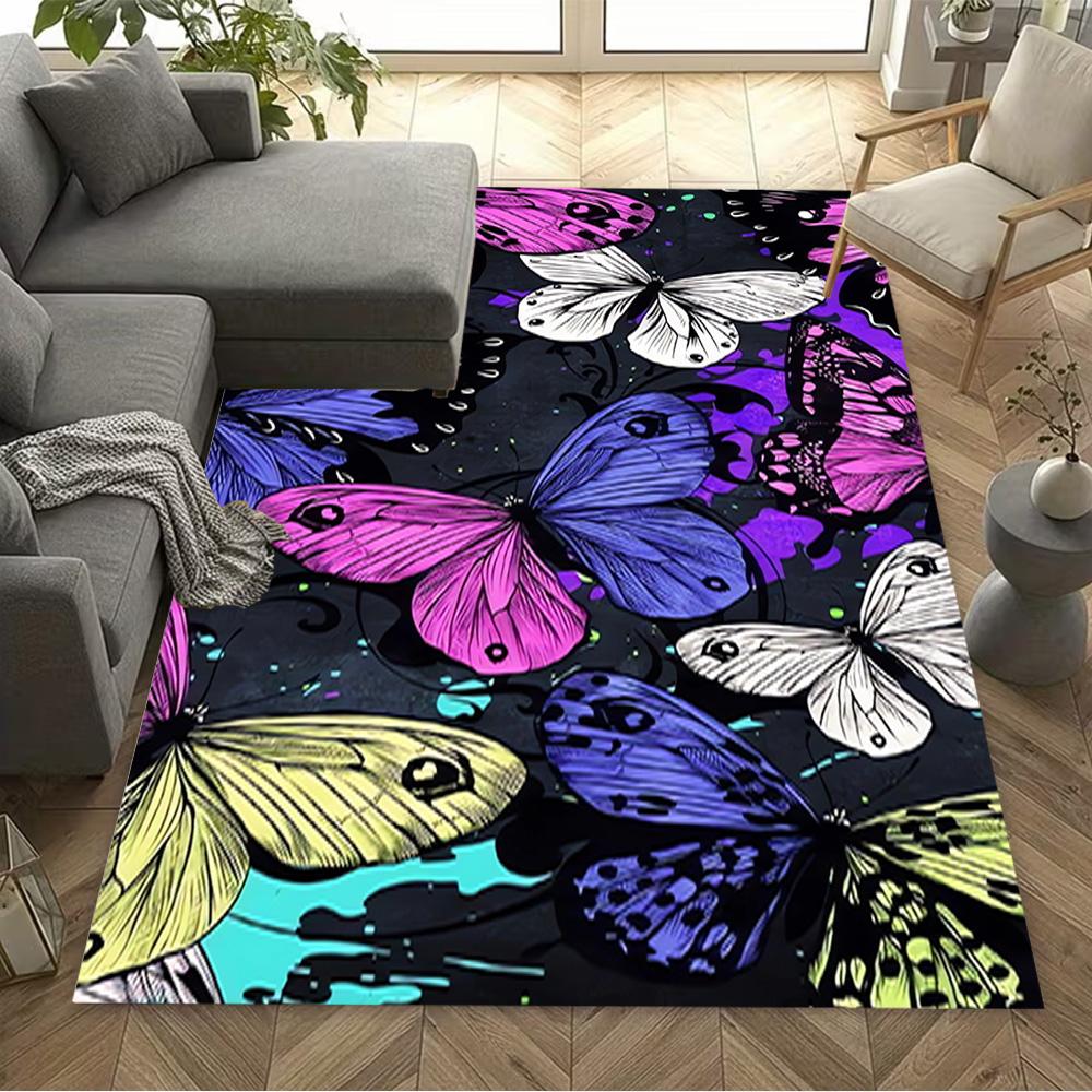 1pc Butterfly Design Home Carpet Non-slip Office Decor Gift Living Room Bedroom