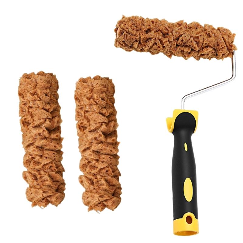 Complete Painting Set With 3 Drywall Texture Rollers and Roller Frame Convenient for Wall Surfaces  Finishes Daily Use