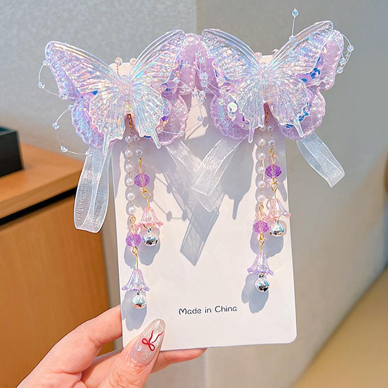 Mid-Autumn Hanfu Fairy Hair Clip - Women's & Children's Ancient Style Floral Tassel, Sweet Accessory for Girls
