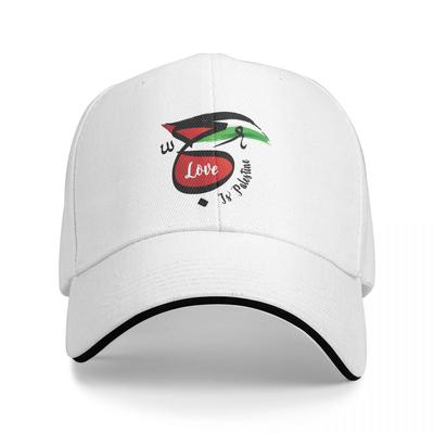 El amor es Palestina con caligrafía árabe, diseño de bandera palestina, sombrero de Palestina libre, gorra con visera personalizada, sombrero a prueba de viento