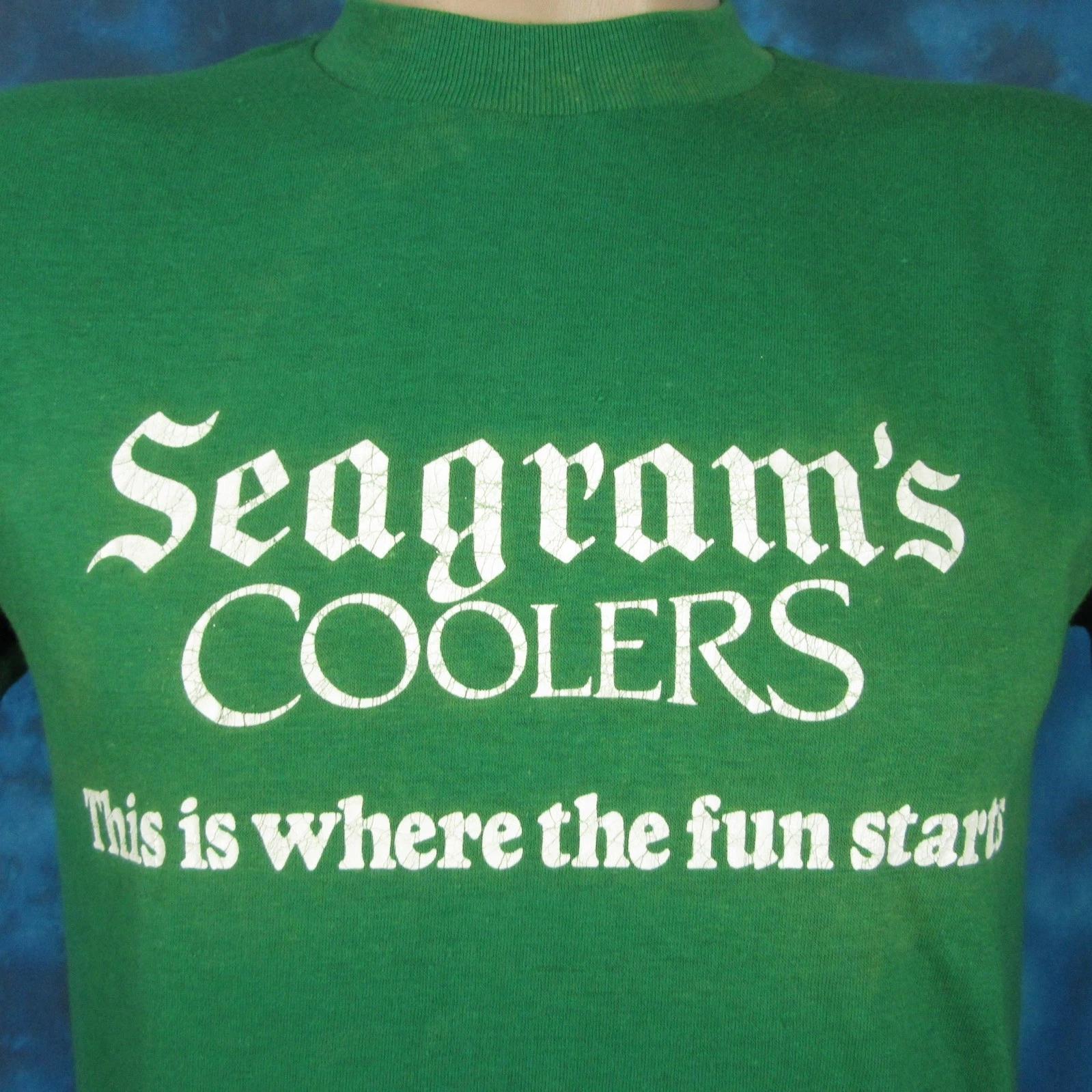 

vintage 80s SEAGRAM’S WINE COOLERS FADED PAPER THIN T-Shirt SMALL alcohol beer XL
