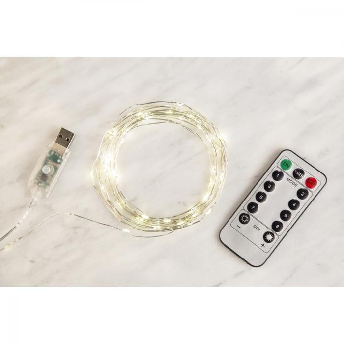 String Lights - Kikkerland - 9m - Silver - Remote Control - USB Rechargeable