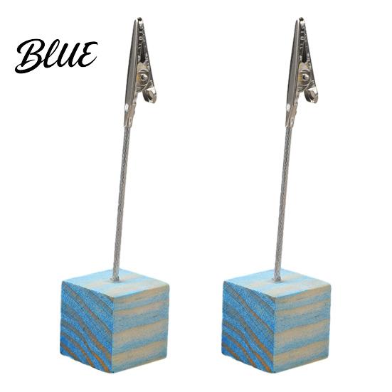 Organizzatore da scrivania per ufficio 2 pezzi Base cubica in legno Portamemo con clip Mini