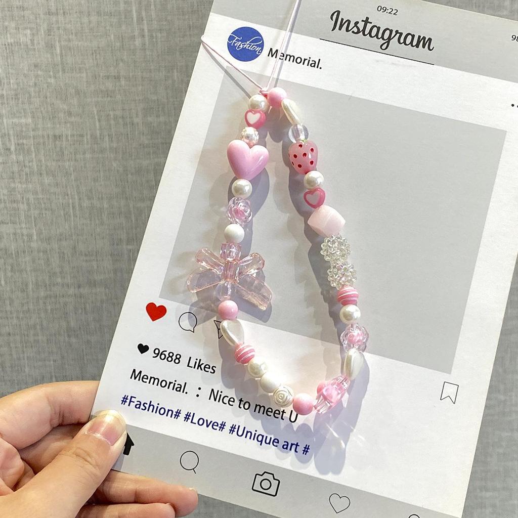 Stylish Floral Pearl Beaded Phone Lanyard for Women – Light Luxury, High-End Feel, Anti-Lost Chain