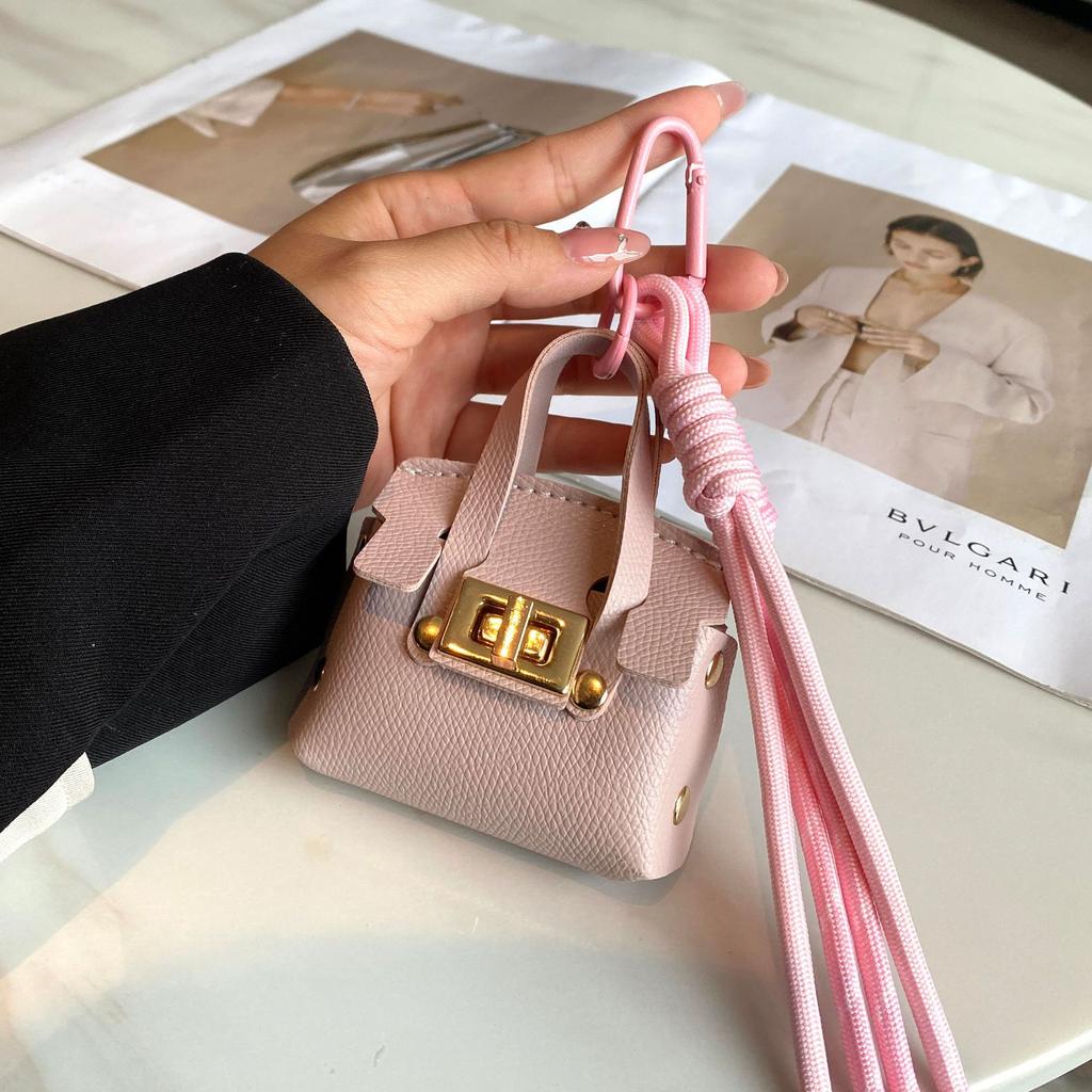 Mini Coin Purse Bag Pendant Cute Square Handbag Earphe PU Leather Creative Car Key Chain Pendant Decorati Multi-functial