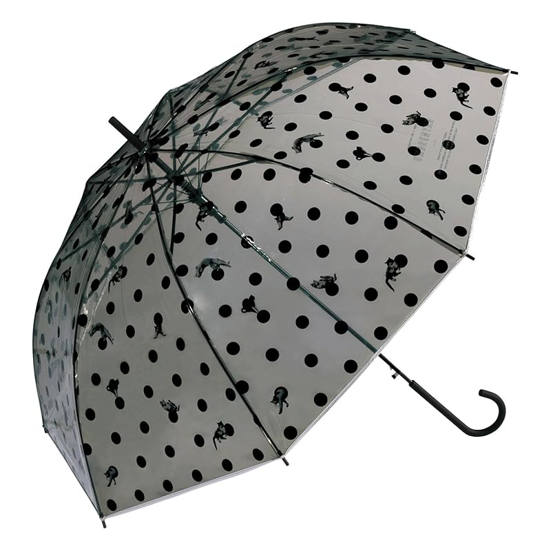 

[2025]Wpc. [Vinyl umbrella] Masayuki Oki x Wpc. plastic umbrella nyan dot gray long umbrella umbrella Main bone 61cm big jump commute Commuting to