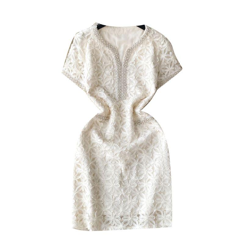 Niche Style Lace Dress Summer Slimming Heavy Industry Beads