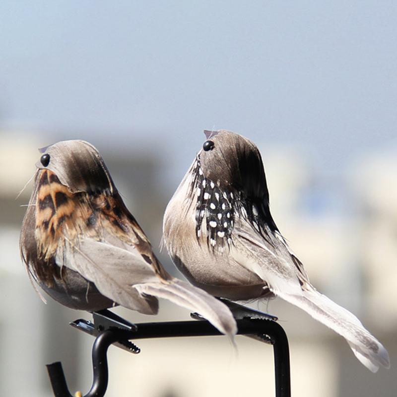 1Pcs Artificialfeather Birds, Simulated Sparrows, Simulated Bird Props, Branches, Garden Decorations