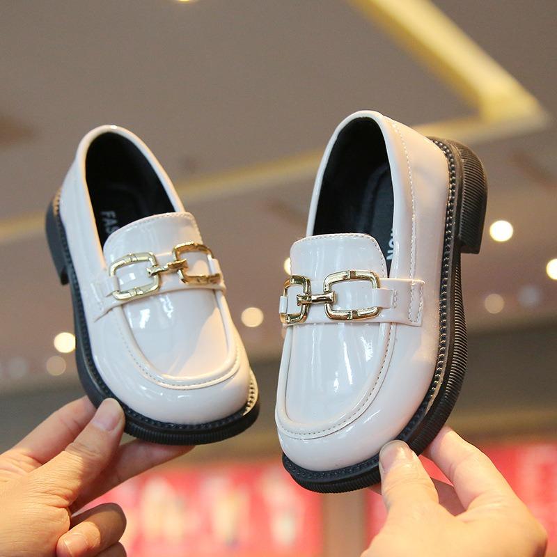 Kids Girls British Style Patent Leather Slip On Loafer Princess Casual Shoes