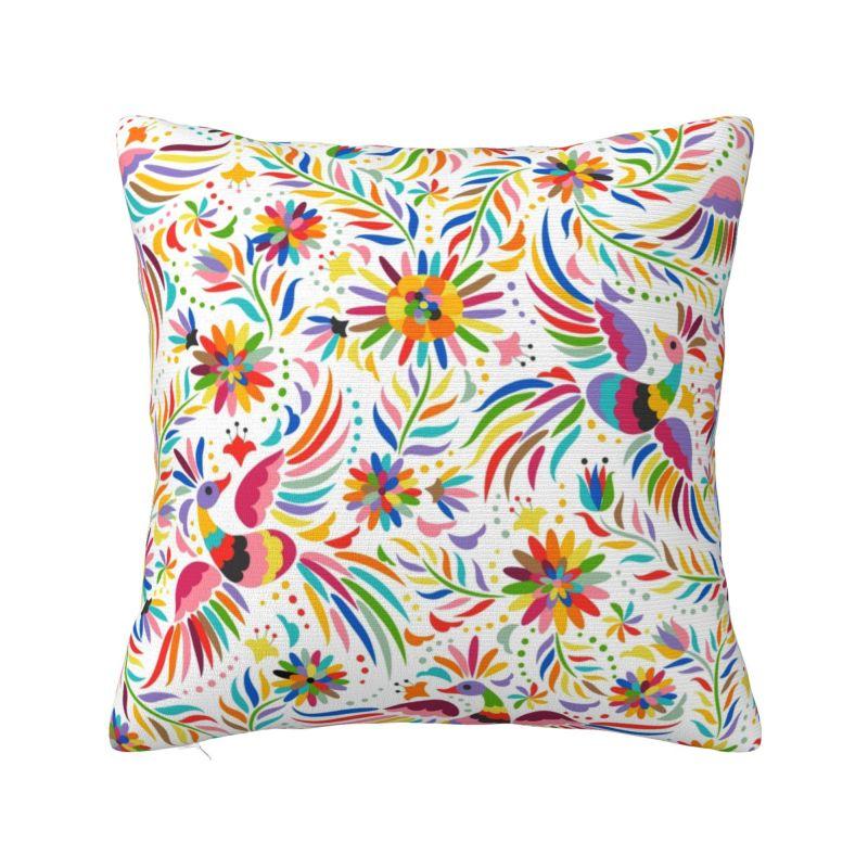 Custom Fashion Mexican Otomi Birds Texture Pillow Case 40x40cm Sofa Folk Floral Art Luxury Cushion Cover Car Pillowcase