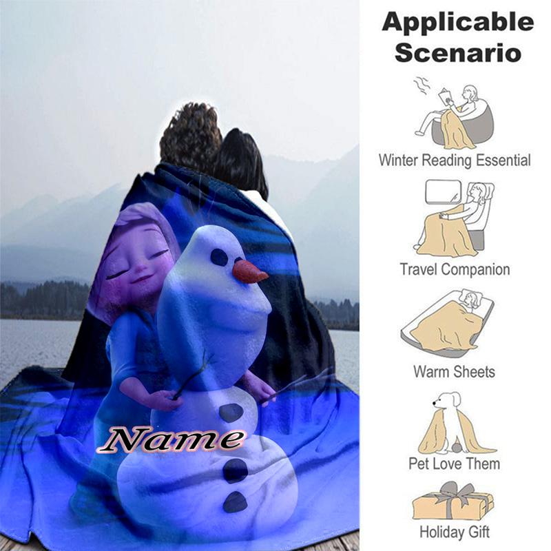 Custom 1pc Elsa's Winter Fantasy Blanket, Soft And Comfortable Blanket, Casual Warm, Camping Travel Blanket, Birthday Gift Q91065