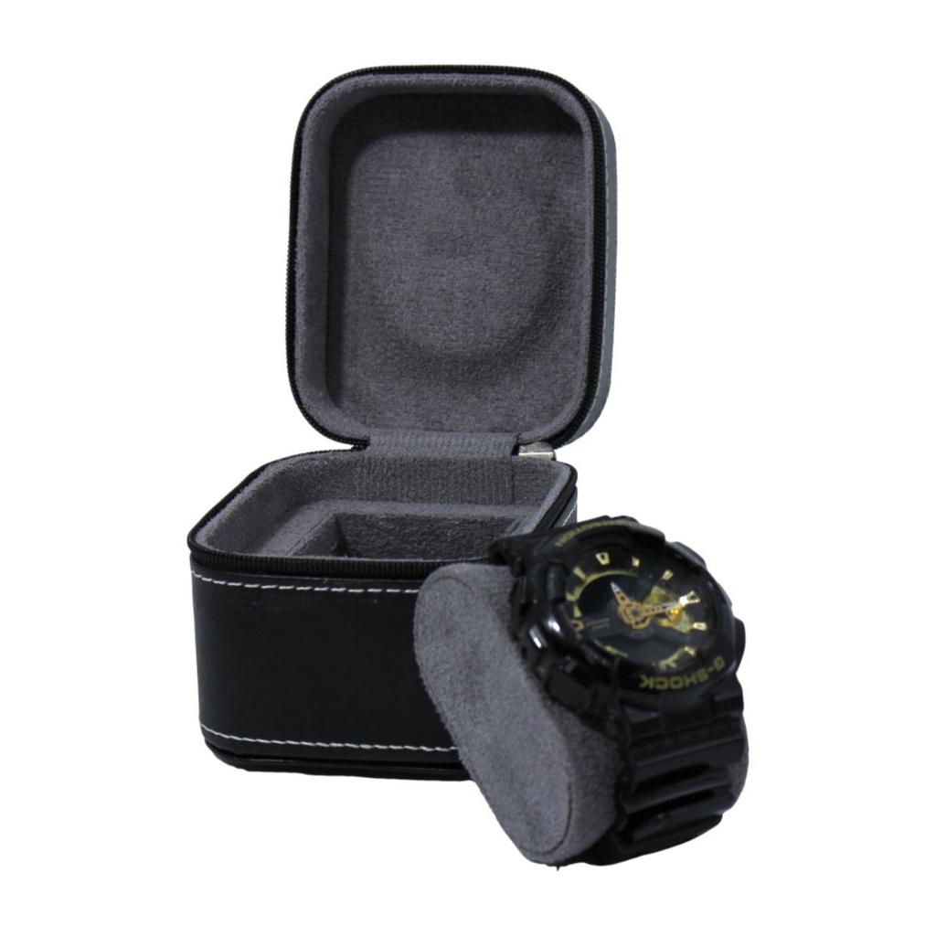 Luxury PU Leather Zippered Watch Box for Men