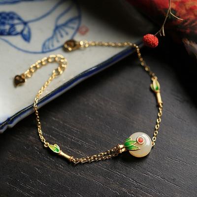 925 Sterling Silver Bracelet For Women Color Painting Craft Immortal Retro Style Light Luxury High Sense Bracelet Women 'S New