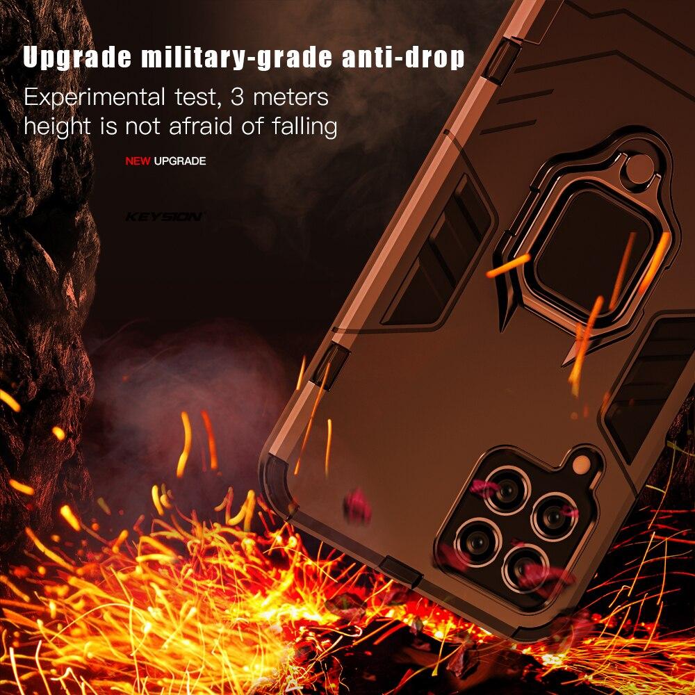 KEYSION Husa blindata rezistenta la socuri pentru Samsung M53 M33 5G M62 M32 M22 M12 Husa din spate a telefonului cu suport inel pentru Galaxy A22 A12 A42 A22S 5G