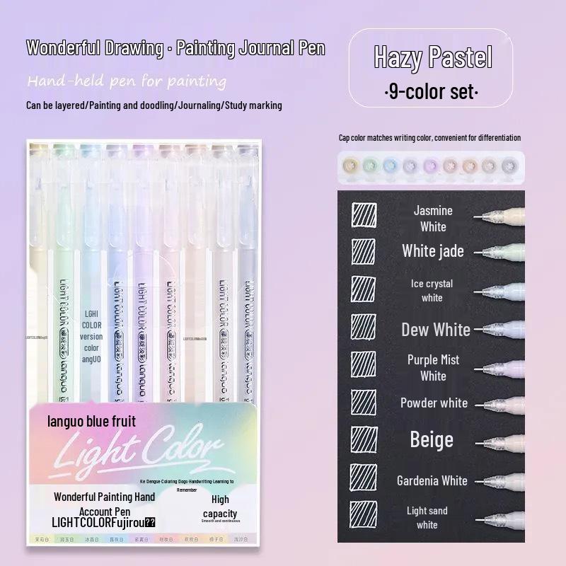 Blaues Frucht-Tagebuch-Stifteset: Gel-, Highlight-, Doodle- & Fluoreszenz-Markerstifte zum Zeichnen & Ausmalen, Große Kapazität