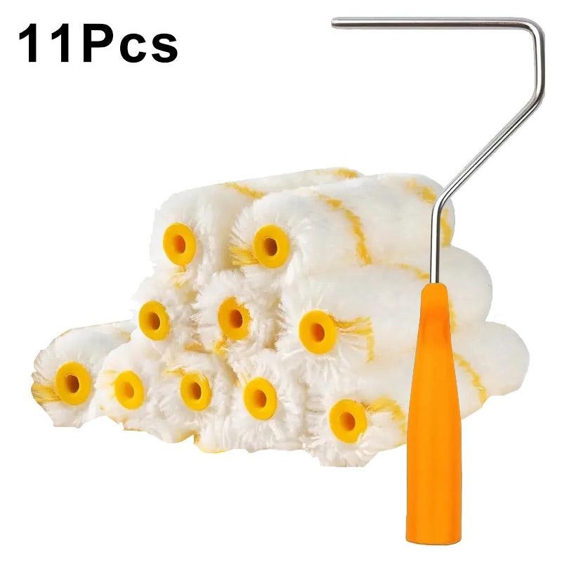 11Pcs Paint Roller Brush Clean Cut Proffesional Paint Roller Sleeves Replacement Paint Edger Brush Tools For Home Wall Ceilings