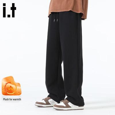 Fingercroxx Men's Winter Fleece-Lined Straight-Leg Casual Pants