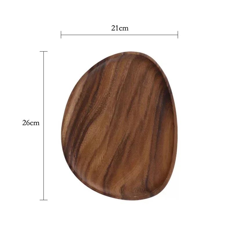 Wooden Plate Serving Tray Dishes Acacia Wood Dessert Snack Food Plate Appetizer Fruit Cake Plate Wooden Tray Kitchen Tableware