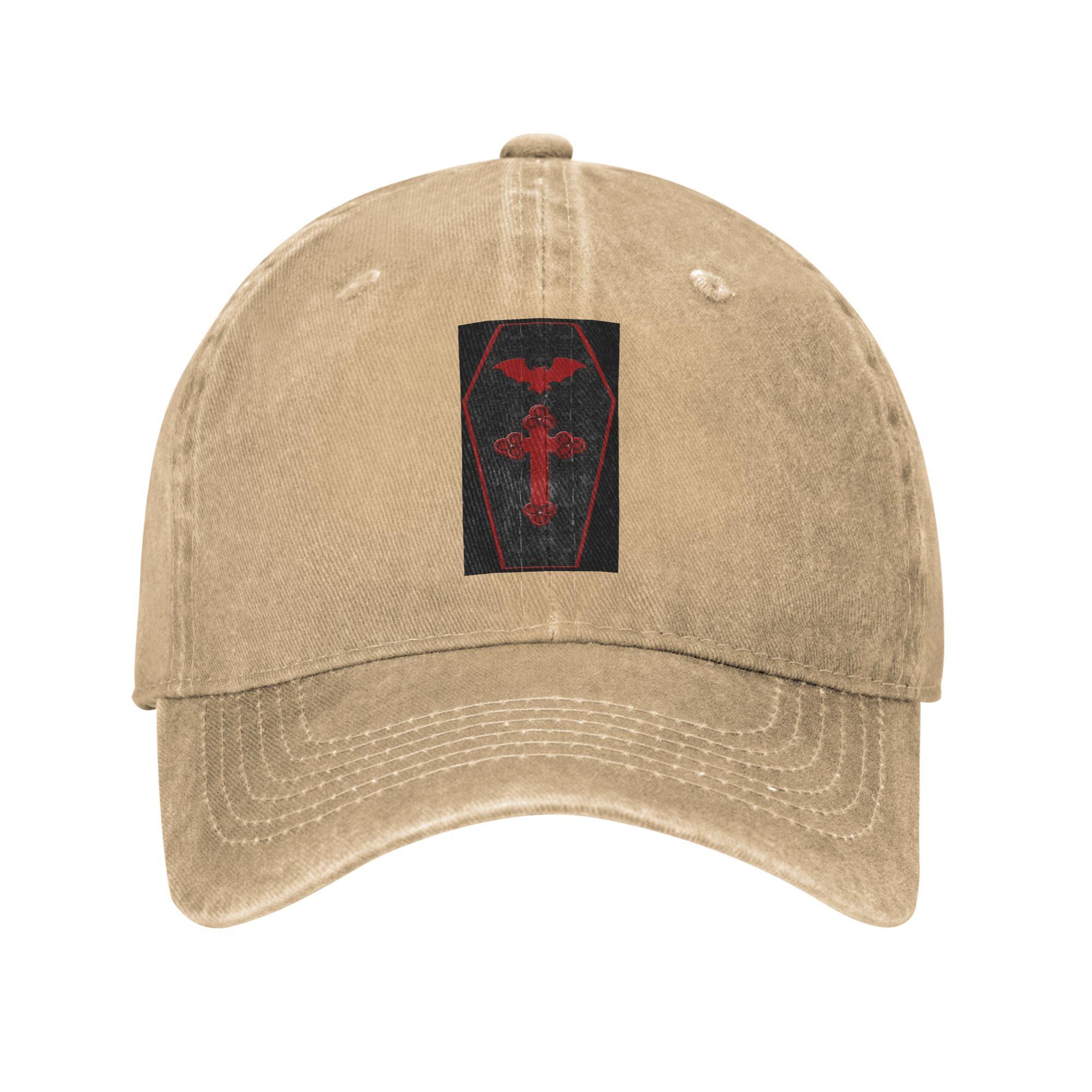 

Gothic Vampire Halloween Haunted Unisexsion Denim Fabric Cap Casual Baseball Caps Adjustable Hat Summer Unisex Baseball Hats One Size