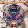 Solar-Powered 2D Metal Owl Wind Spinner - Colorful Garden Decor with 360° Rotating Hook