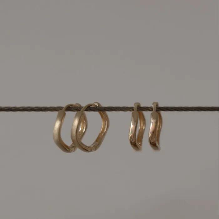 14k natural wave one touch earrings (1pair)