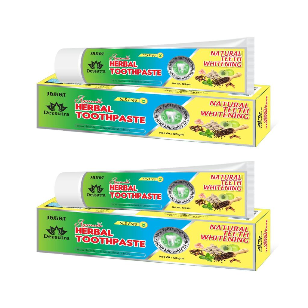 Jagat Devsutra Dr. Recommended Ayurvedic Herbal Fresh Mint Flavour Toothpaste Combo Pack Offer - 100% Natural Teeth Formula, No Fluoride