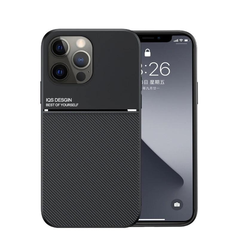 For Iphone 13 Pro Max Case Magnetic Car Holder Back Cover For Iphone 12 Mini 11 6 6s 7 8 Plus X Xs Xr Leather Texture Phone Case