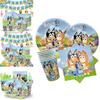 Bluey Theme Kids Birthday Party Supplies Decor Plate Tablecloth Banner Balloon