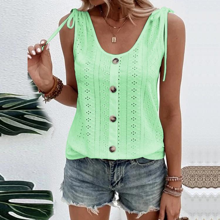 

2023 Spring/Summer Sexy Casual Solid U-Neck Tank Top - New Women s Fashion M неон зелений колір