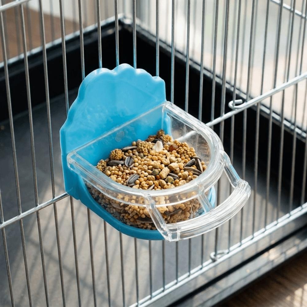 Transparent Cage Mount Bird Feeder Parrot Food Container for Conures Lovebirds Finches