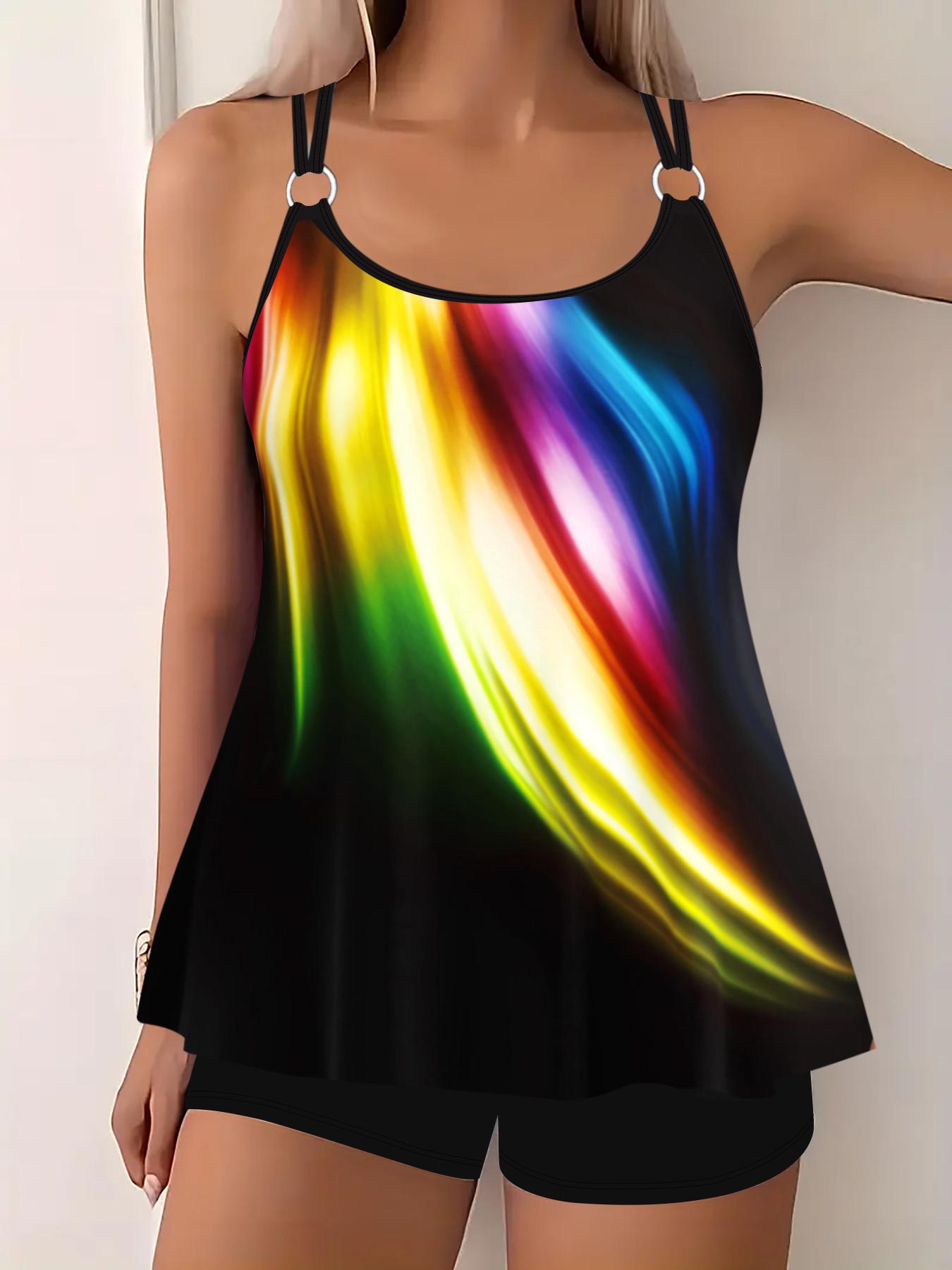 

Женский купальник-бикини с принтом из двух частей, сексуальный купальник-бикини, купальный костюм, купальный костюм, пляжная одежда больших размеров 1XL чёрный