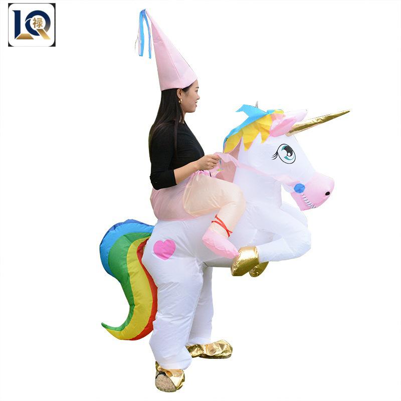 Buntes aufblasbares Einhornkostüm für Weihnachtsfeiern und Bühnenauftritte