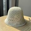 Summer Embroidered Bow Hollow Bucket Hat Outdoor Beach Sweet Sunscreen Sunshade Foldable Straw Hat