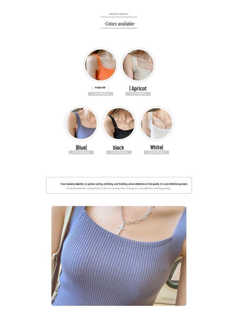 Spring-Summer Knitted Camisole Vest - Women's Stylish and Versatile Short Top