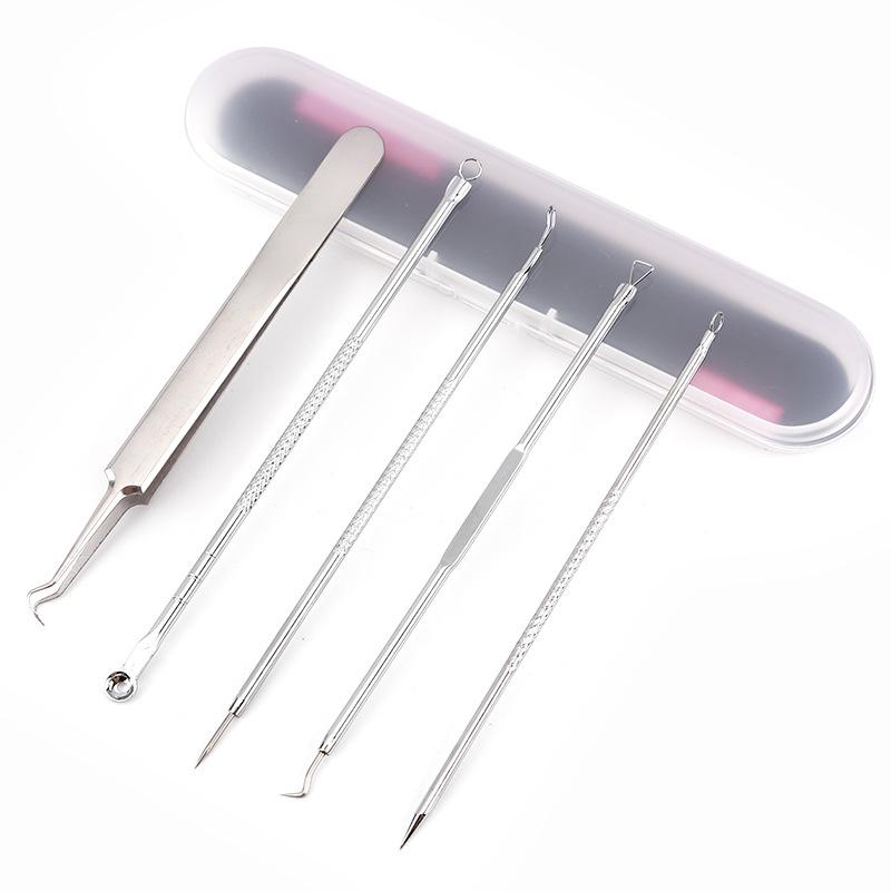 Pimple & Blackhead Removal 5-Piece Tool Set with Tweezers and Beauty Needles