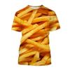 Kids O Neck T Shirt 3D French Fries Print Loose Style Suitable For Outdoor Picnic Daily Games Family Walks Summer Casual Kids Daily Clothing