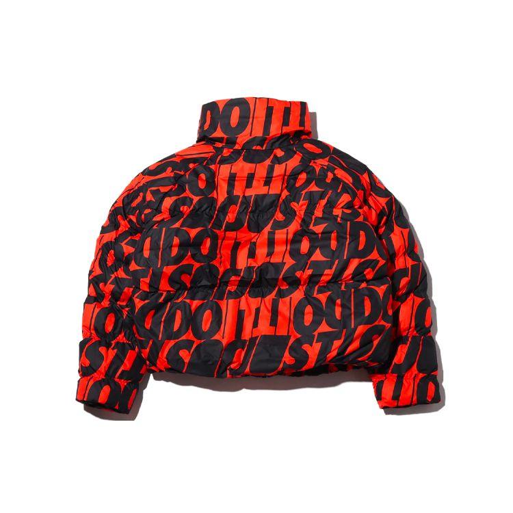 Nike Nsw Synthetic-Fill Printed Casual Sports Stand Collar Letter Full Print Cotton Jacket Winter Women Jacket Orange CI5024-891