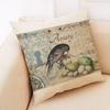 Retro Flower And Bird Design Linen Pillowcase Car Seat Cushion Cover Decorative Living Room Sofa 45*45Cm