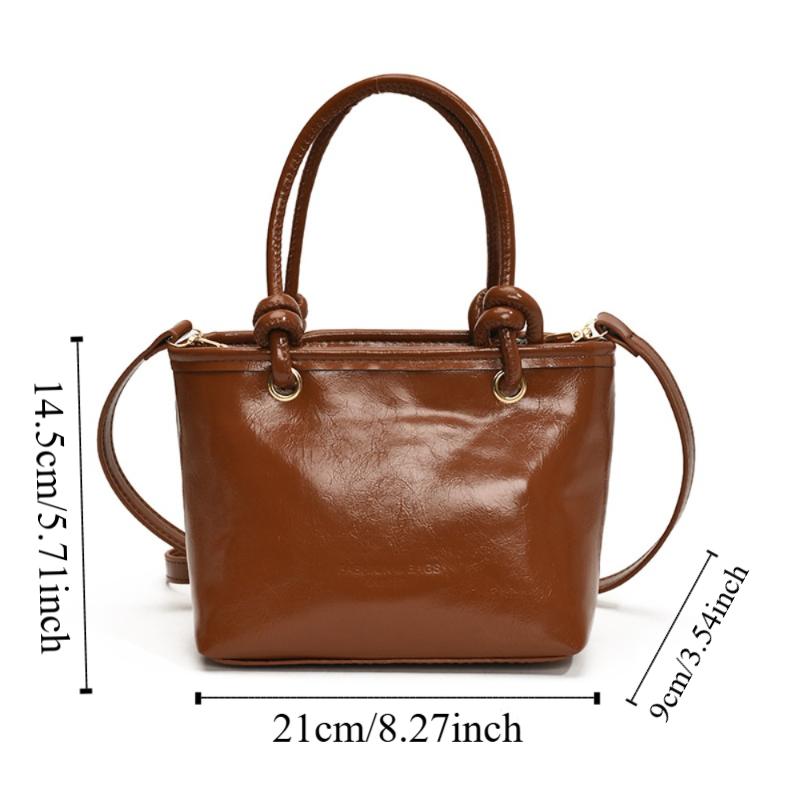 PU Leather Vintage Crossbody Bag Elegant Ladies Bucket Bag Minimalism Square Shoulder Bag  Girls