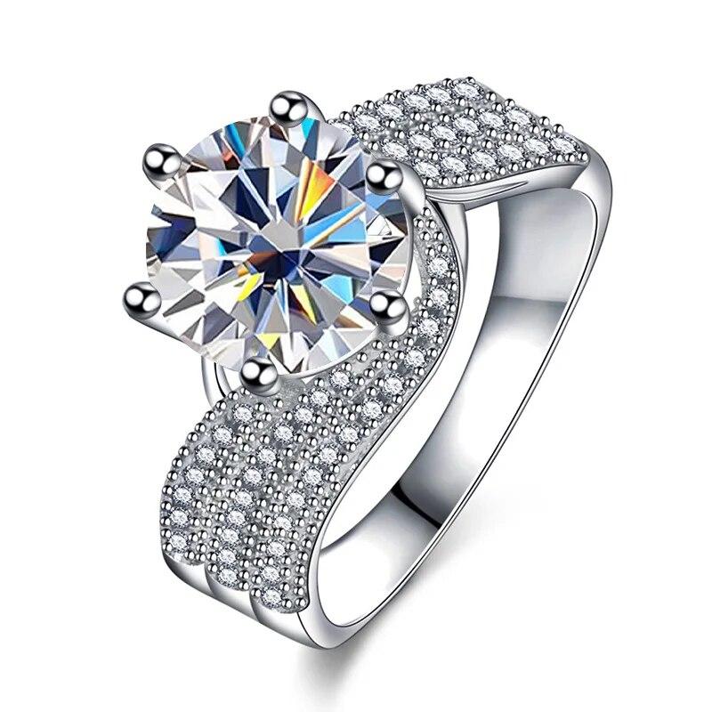 

Кольцо Bague Ringen из стерлингового серебра 925 пробы с муассанитом и бриллиантом 5 карат III Love, свадебное предложение, подарок на день рождения, кольцо для подруги