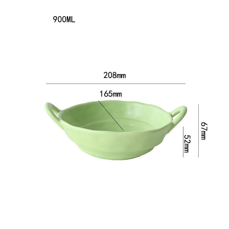 

Nordic Style 900ML Ceramic Salad Bowl with Handle for Noodles Soup Cereal Pasta - Kitchen Serving Tableware Bakeware 8 inch світло-зелений колір