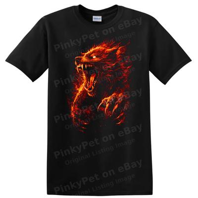 Fire Wolf Graphic T Shirt Wild Animal Design for Nature Lovers Tee