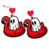 Flamingo Swimming Ring Jewelry 1 Pair Summer Halloween Ghost Earrings for Women, Cute Quirky Gifts Pool Float Dangle Drop Earrings, 2D Acrylic Holiday