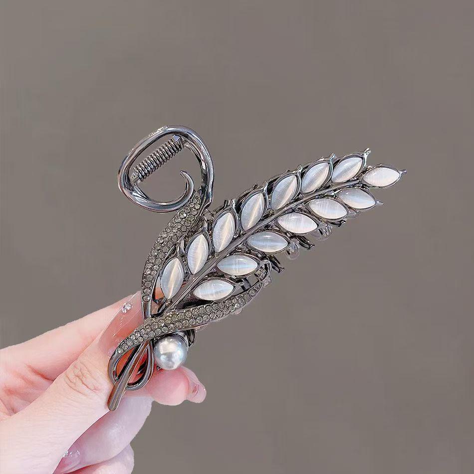 

Вінтажна шпилька для волосся з каменем «котяче око» та колосками пшениці - Елегантна шпилька-затискач «акула» високого класу в китайському стилі